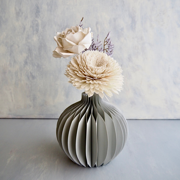 リニューアル✨）折りたたみ式グレー厚紙ハニカムフラワーベース