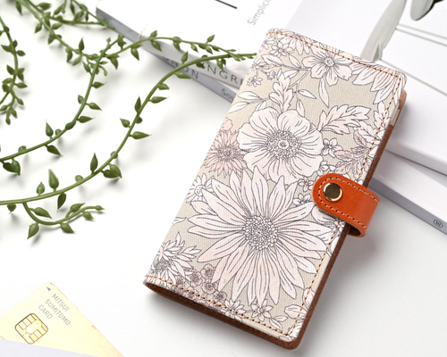 花柄 手帳型ケース ベージュ系 楽天市場】【48h限ポイント5倍】公式 Elegante くすみフラワー