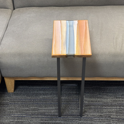 サイドテーブル レジン アイアン 無垢材 木製 一枚板 コの字 アンティーク 欅 サイドテーブル レジン アイアン 無垢材 木製 コの字 おしゃれ