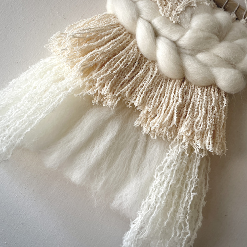 一点もの】流木 ウィービング タペストリー 『みるく色のたぺすとり。z