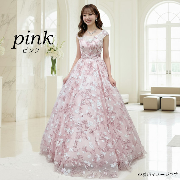 カラードレス  背中ファスナー ピンク 結婚式 前撮り 演奏会 発表会ドレス  舞台衣装 cd80049