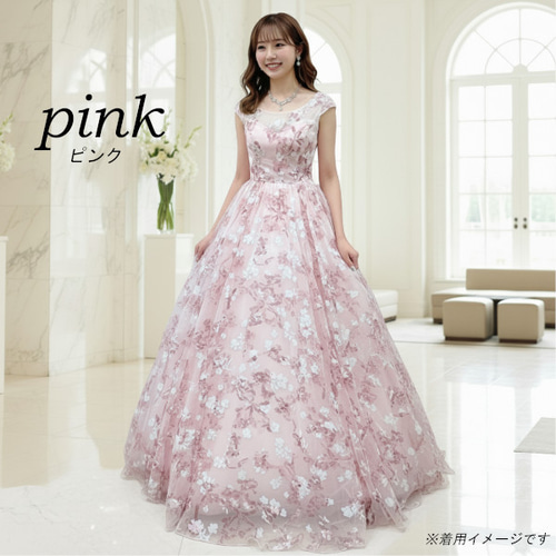 カラードレス 背中ファスナー ピンク 結婚式 前撮り 演奏会 発表会