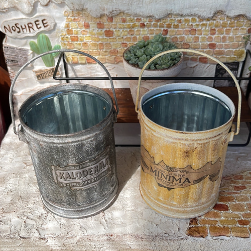 残り1点】リメ缶 リメイク缶 アンティーク風 ペール缶 ヴィンテージ