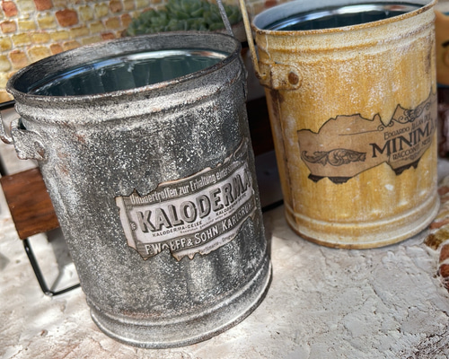 残り1点】リメ缶 リメイク缶 アンティーク風 ペール缶 ヴィンテージ