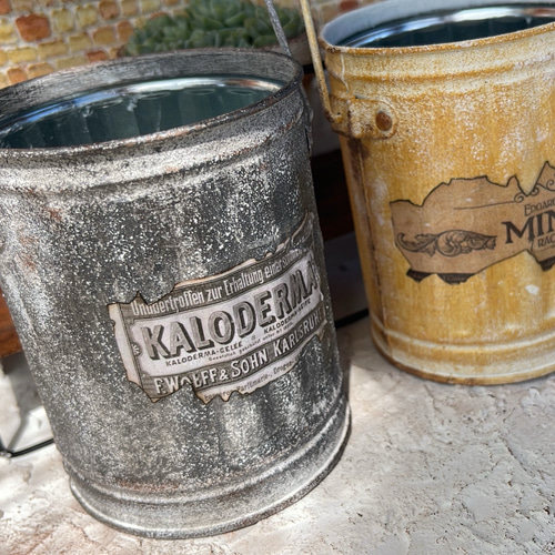 残り1点】リメ缶 リメイク缶 アンティーク風 ペール缶 ヴィンテージ