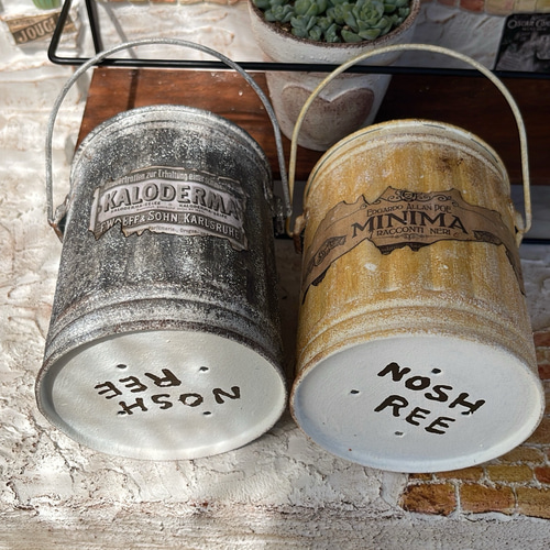 残り1点】リメ缶 リメイク缶 アンティーク風 ペール缶 ヴィンテージ