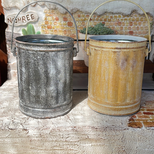 残り1点】リメ缶 リメイク缶 アンティーク風 ペール缶 ヴィンテージ