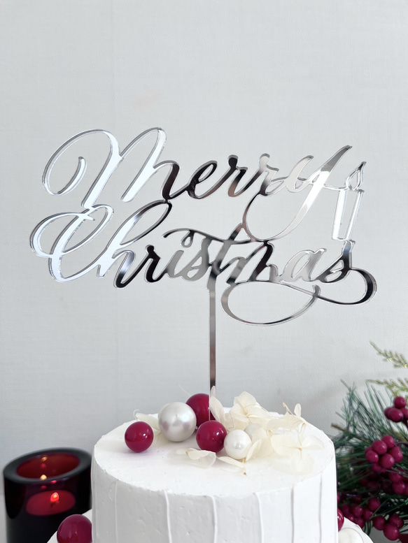 アクリルケーキトッパー　クリスマス　カリグラフィー 3枚目の画像