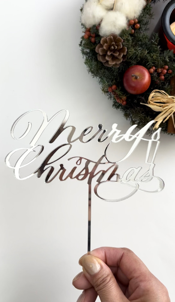 アクリルケーキトッパー　クリスマス　カリグラフィー 4枚目の画像