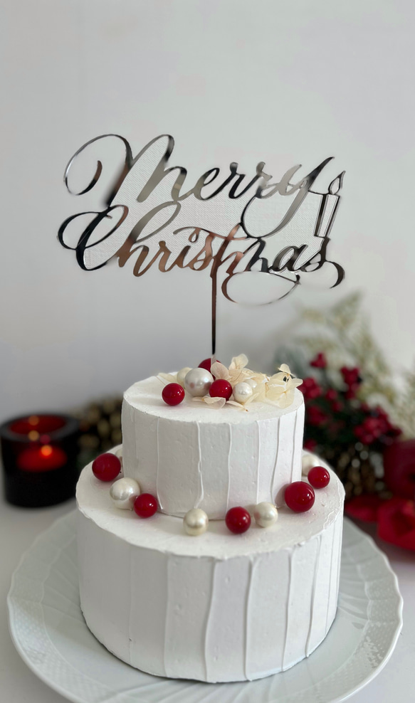アクリルケーキトッパー　クリスマス　カリグラフィー 2枚目の画像