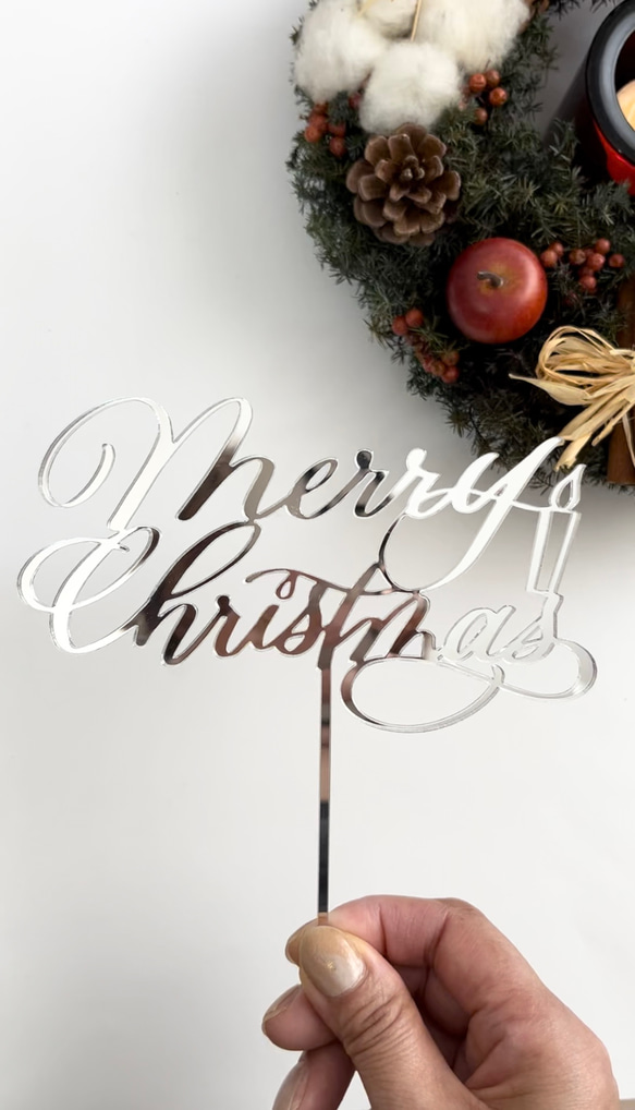 アクリルケーキトッパー　クリスマス　カリグラフィー 1枚目の画像