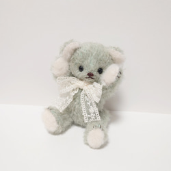 モヘアのテディベア ちびくまcocolilou ホワイトベア モヘアのテディベア ちびくまcocolilou ホワイトベア