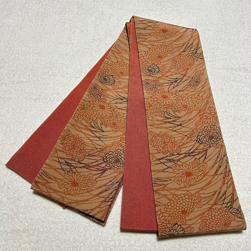 246号 半幅帯 琉球紅型 アイボリー×鮫小紋 緑 正絹 リバーシブル 受注制作 受注制作 246号 半幅帯 琉球紅型 アイボリー×鮫小紋 緑 正絹