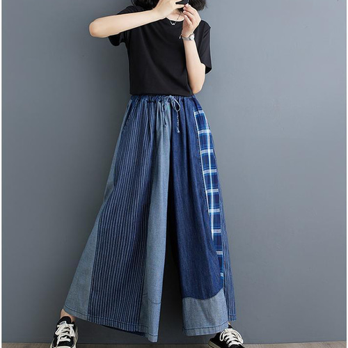 大きいサイズ レディース パンツ デニム ガウチョ 春夏 秋 新品