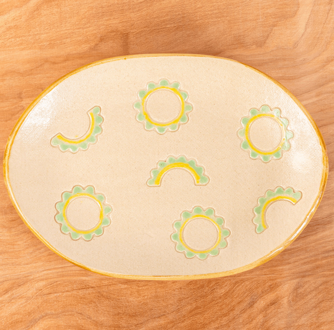 ゴーヤー柄のオーバル大皿 淡