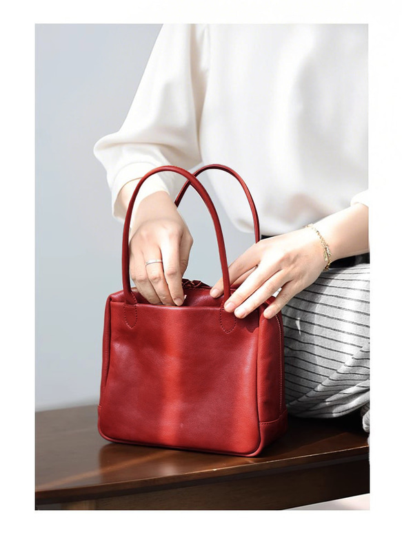 【限時特惠】柔軟真皮迷你手提包 | 容量充足，設計優雅 | 母親節或生日禮物的完美之選 第4張的照片