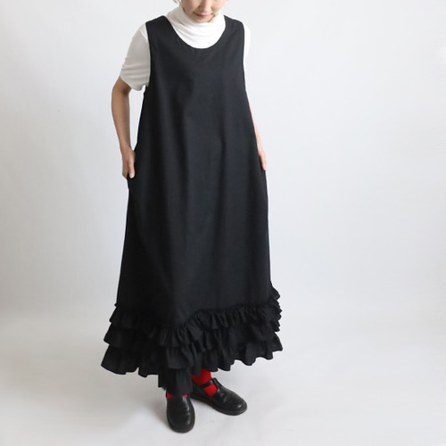 最終SALE 124cm丈 ギマ擬麻コットン 贅沢裾フリル