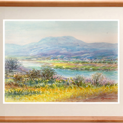 水彩画原画　緑の江ノ島と赤い屋根　＃645 水彩画原画 緑の江の島と赤い屋根 ＃645 絵画 syoumei 通販