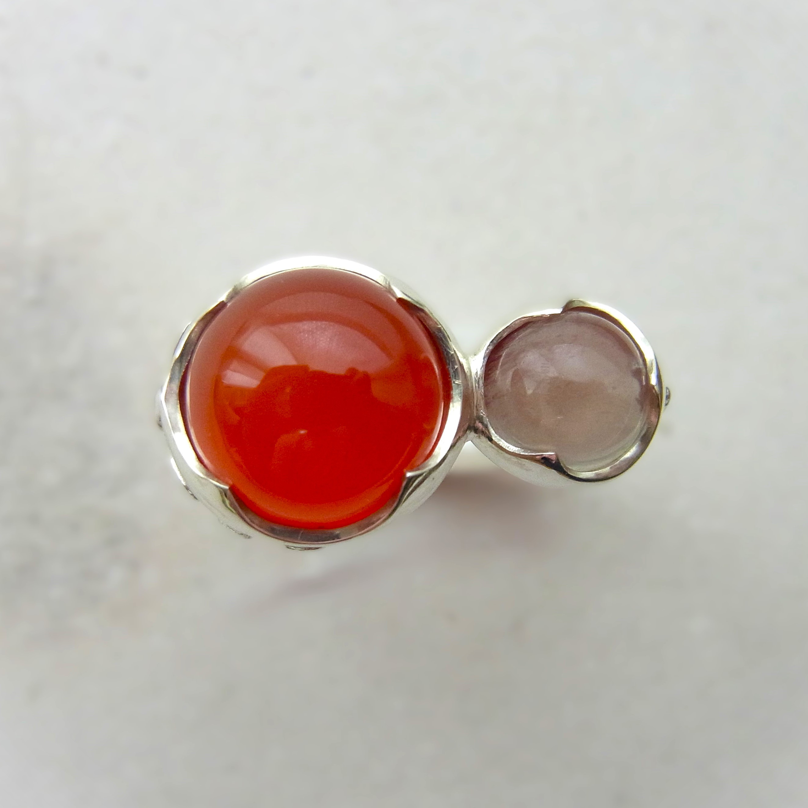 【SALE】Wild Flowers Ring  / SV925、カルセドニー、アンデシン