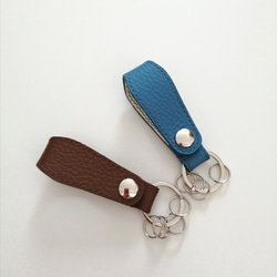 総手縫い☆国産レザーのキーリング　キーホルダー 2枚目の画像