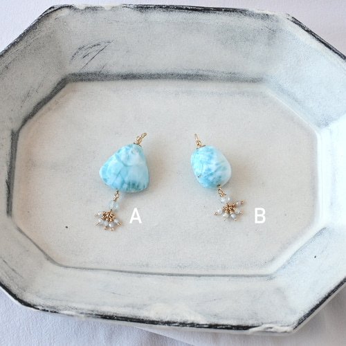 高品質ラリマー、宝石質ホワイトトパーズ、タンザナイト ピアス ネックレスセット 高品質ラリマー、宝石質ホワイトトパーズ、タンザナイト ピアス