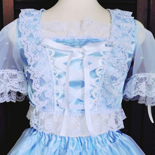 アイドル衣装 水色×白 編み上げリボン オリジナル ハンドメイド コスプレ衣装 Amazon.co.jp: [HIRA] アイドル衣装 水色×白 編み上げリボン