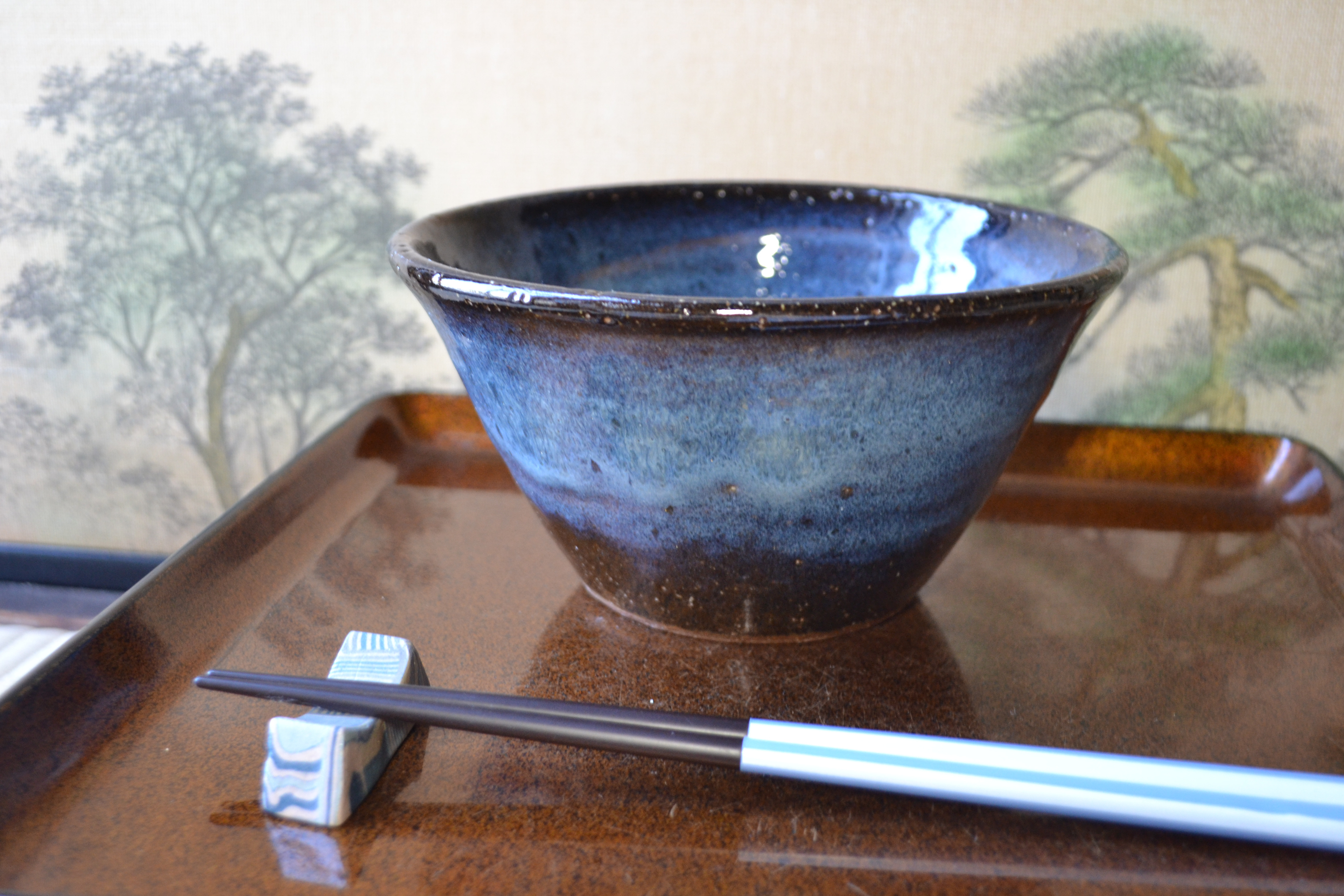 【新着！】 大鉢(コスモブルー)アサガオ　男前どんぶり大　サラダボール　★萩焼き　陶器