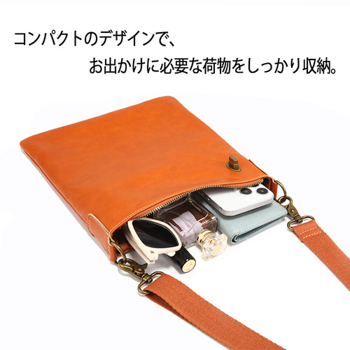 ★ハンドメイド★日本製★本革★ショルダーバッグ★Ａ４★新品★オレンジチャ色★ ☆ハンドメイド☆日本製☆本革☆ハンドル付き（手提げ)・斜め掛け