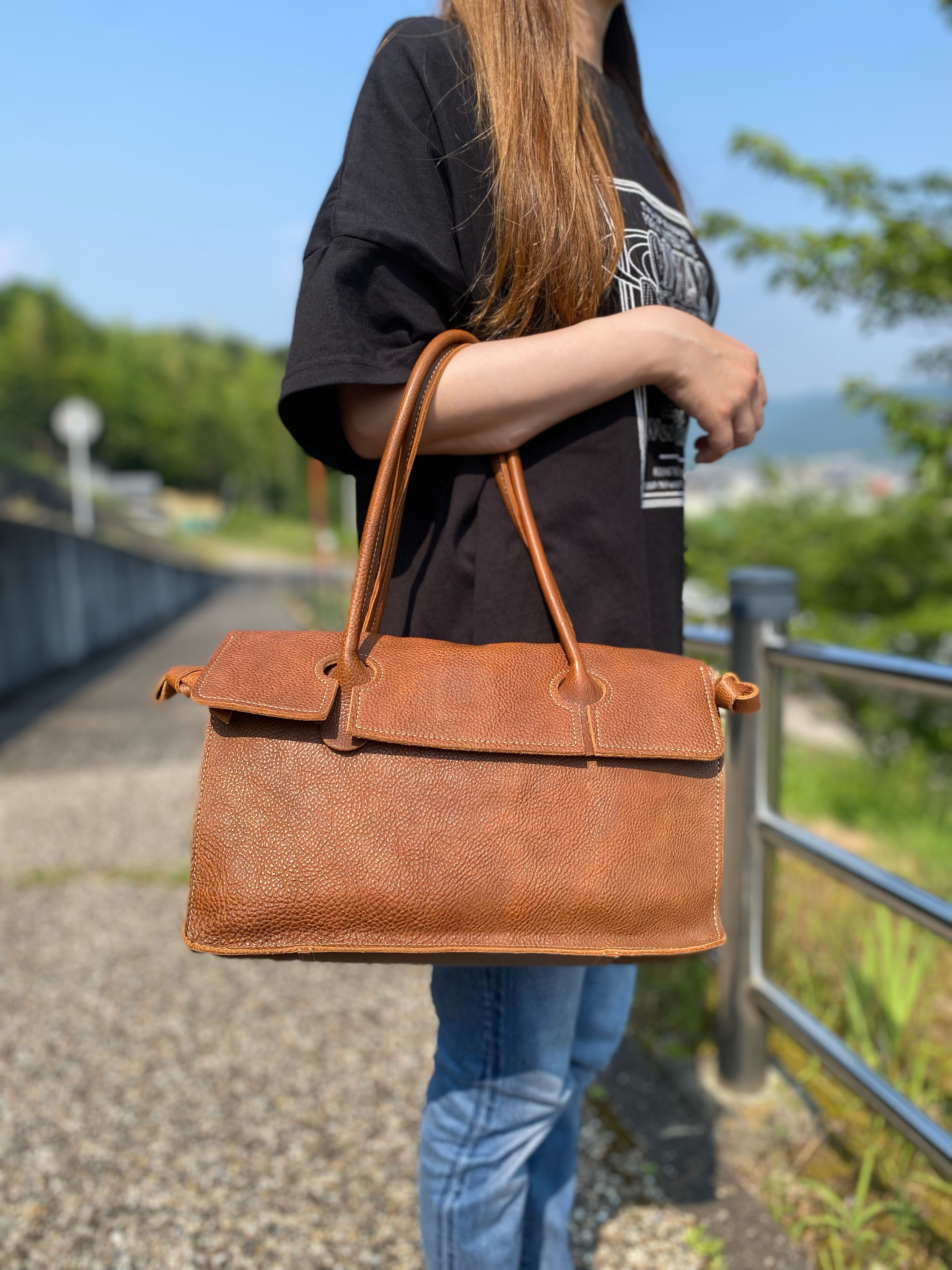 【期間限定SALE】50%off ノベルティ付き 本革 たつのレザー オールハンドメイド 訳ありトートバッグ