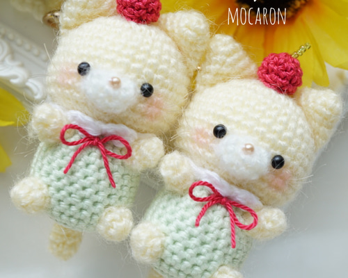 クリームソーダにゃんこ あみぐるみキーホルダー あみぐるみ mocaron