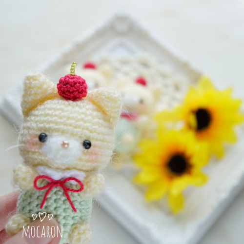 クリームソーダにゃんこ あみぐるみキーホルダー あみぐるみ mocaron