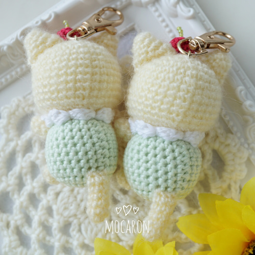 クリームソーダにゃんこ あみぐるみキーホルダー あみぐるみ mocaron
