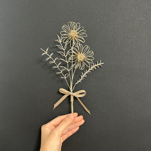 ミニガーベラのブーケ（シャンパンゴールド） / ワイヤーアート