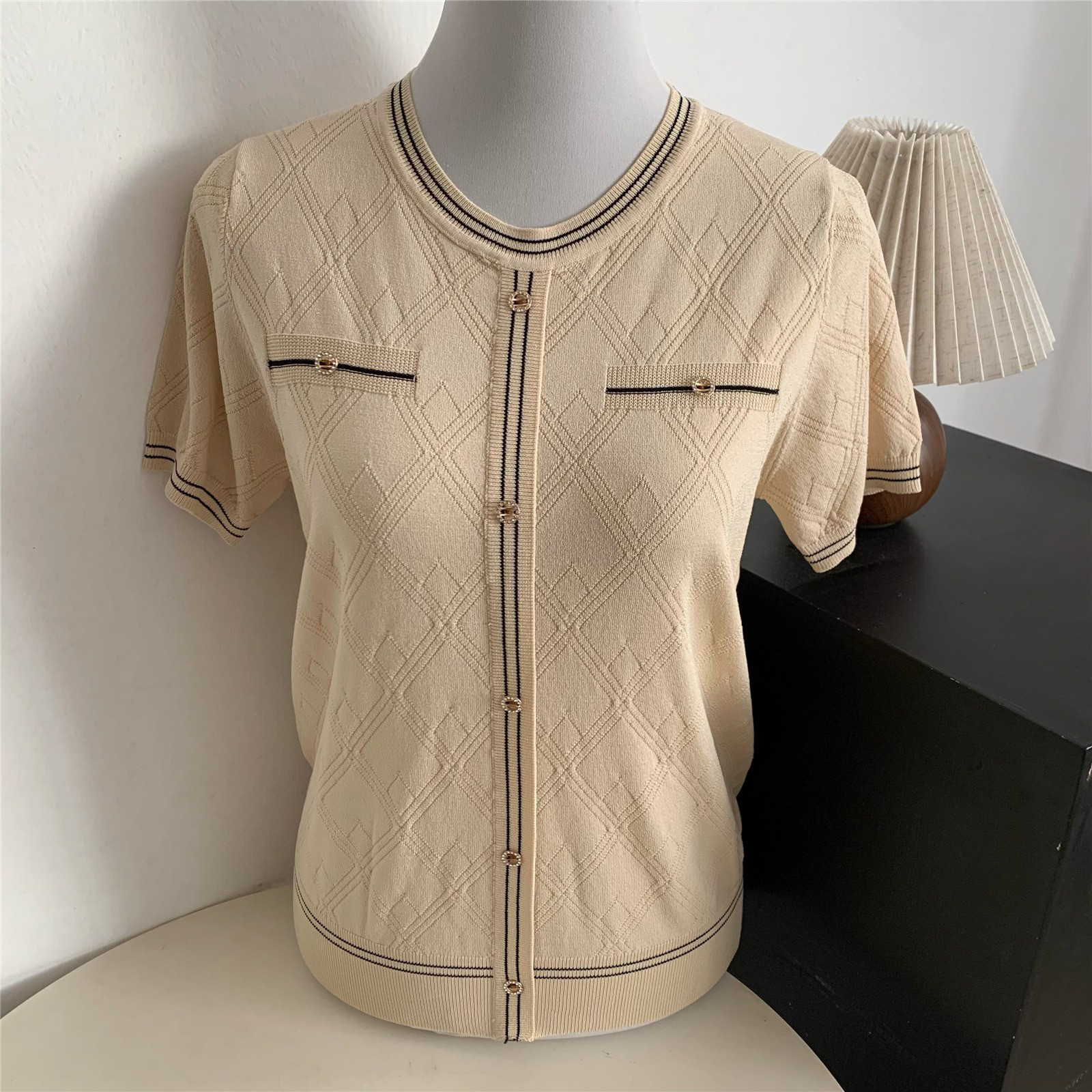 レディース ニット シンプルカット 半袖Tシャツ