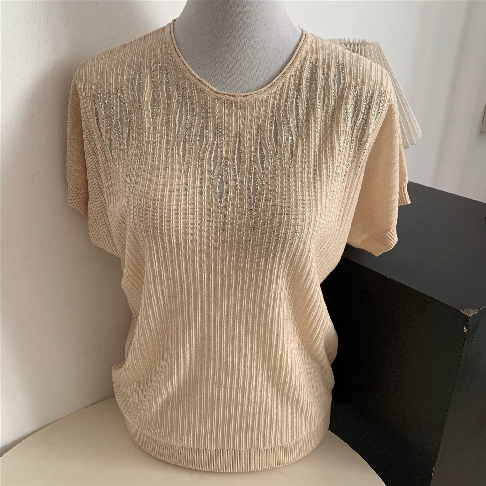 レディース ニット お腹カバー ゆったりカット 半袖Tシャツ