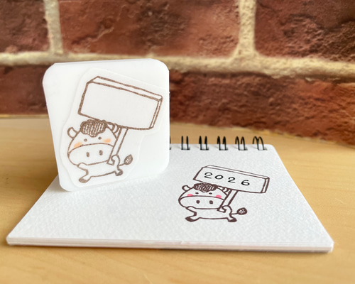 うま年 名入れもOK！ 看板を持った馬さん 消しゴムはんこ(N136) はんこ