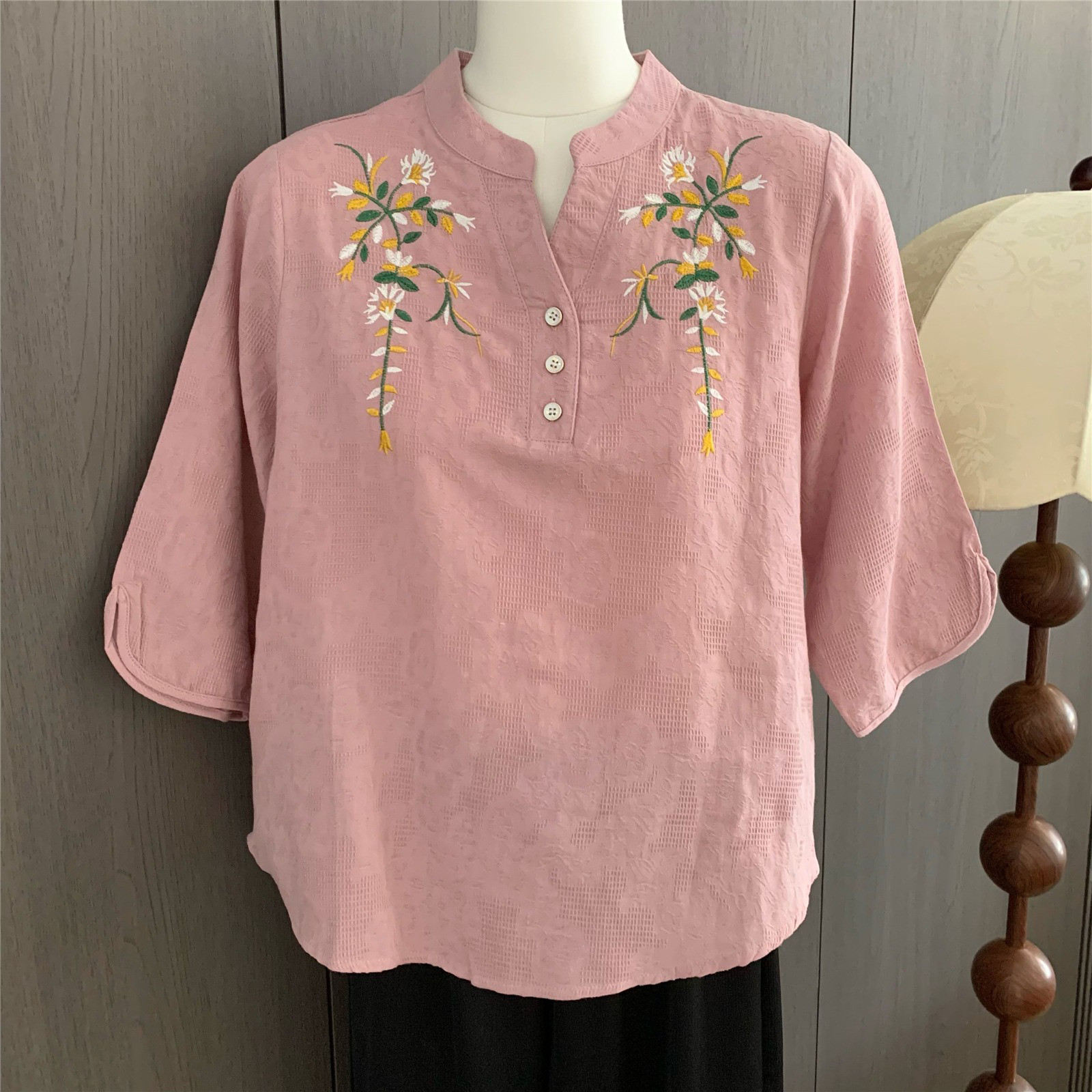 レディース 綿麻 カジュアル シンプル 半袖シャツ