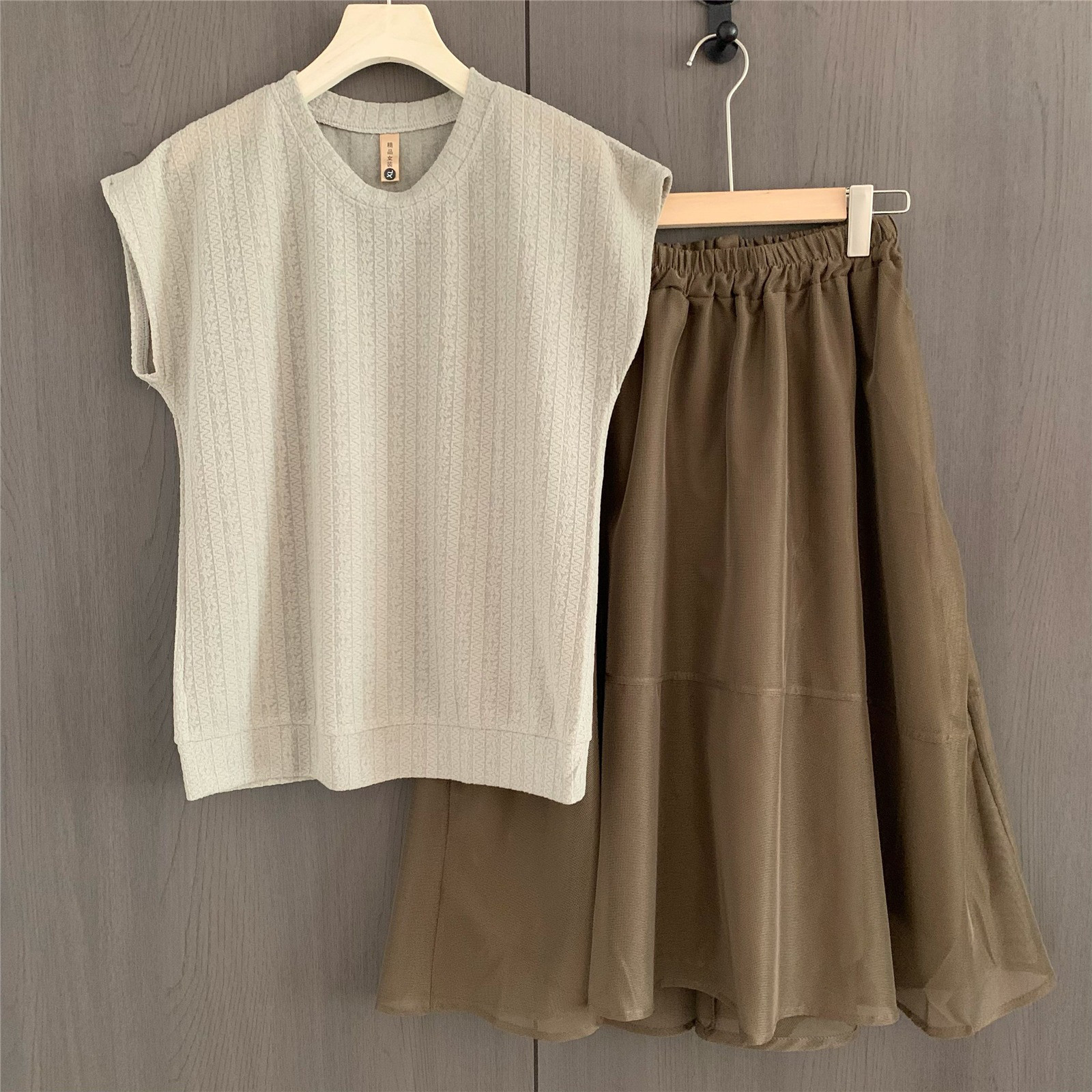 レディース ニット 半袖トップス＋スカート セットアップ