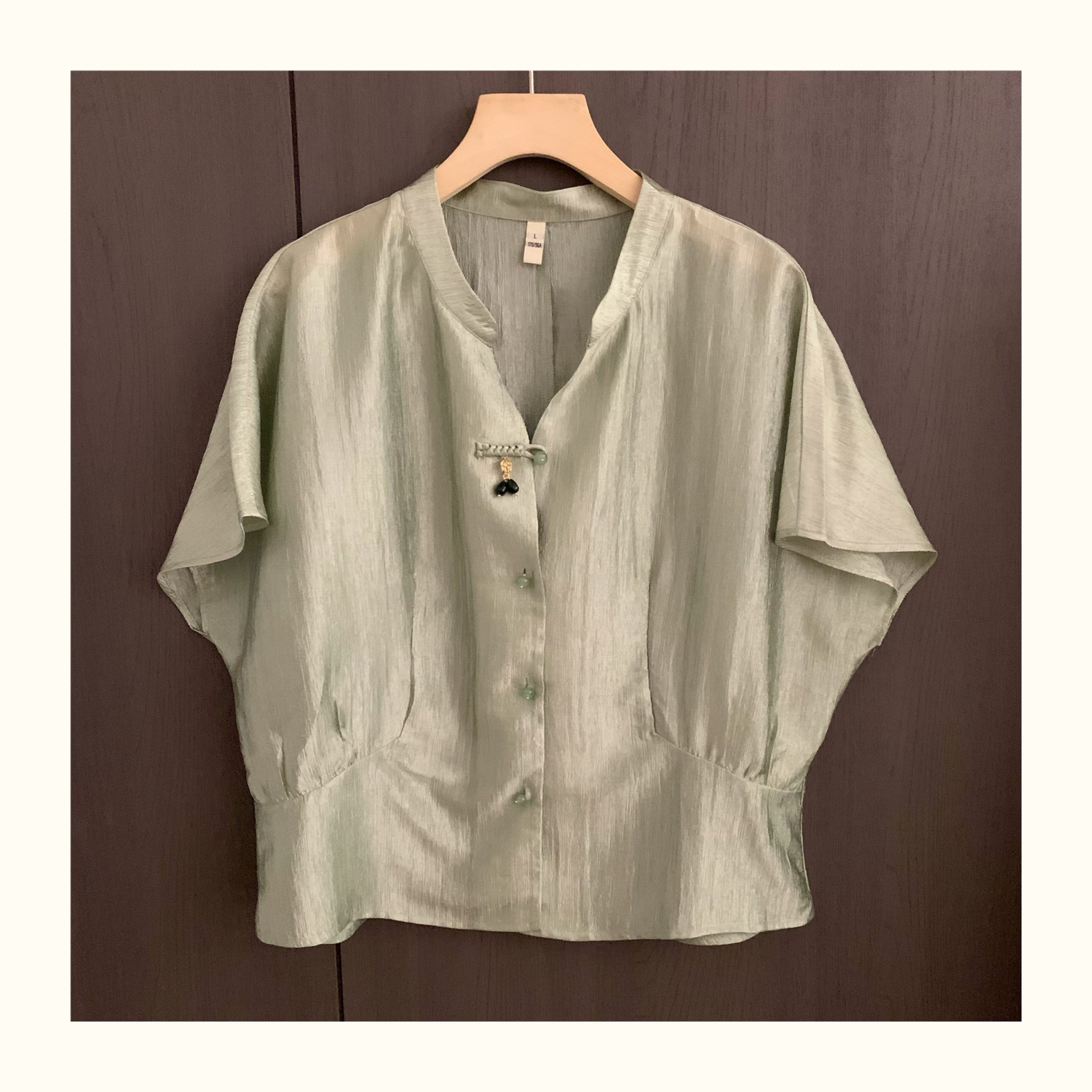 レディース 綿麻 若見えデザイン 半袖シャツ