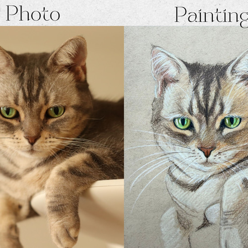 色鉛筆 ペット 似顔絵｜オーダーメイドイラスト犬 猫 鳥 小動物｜一点