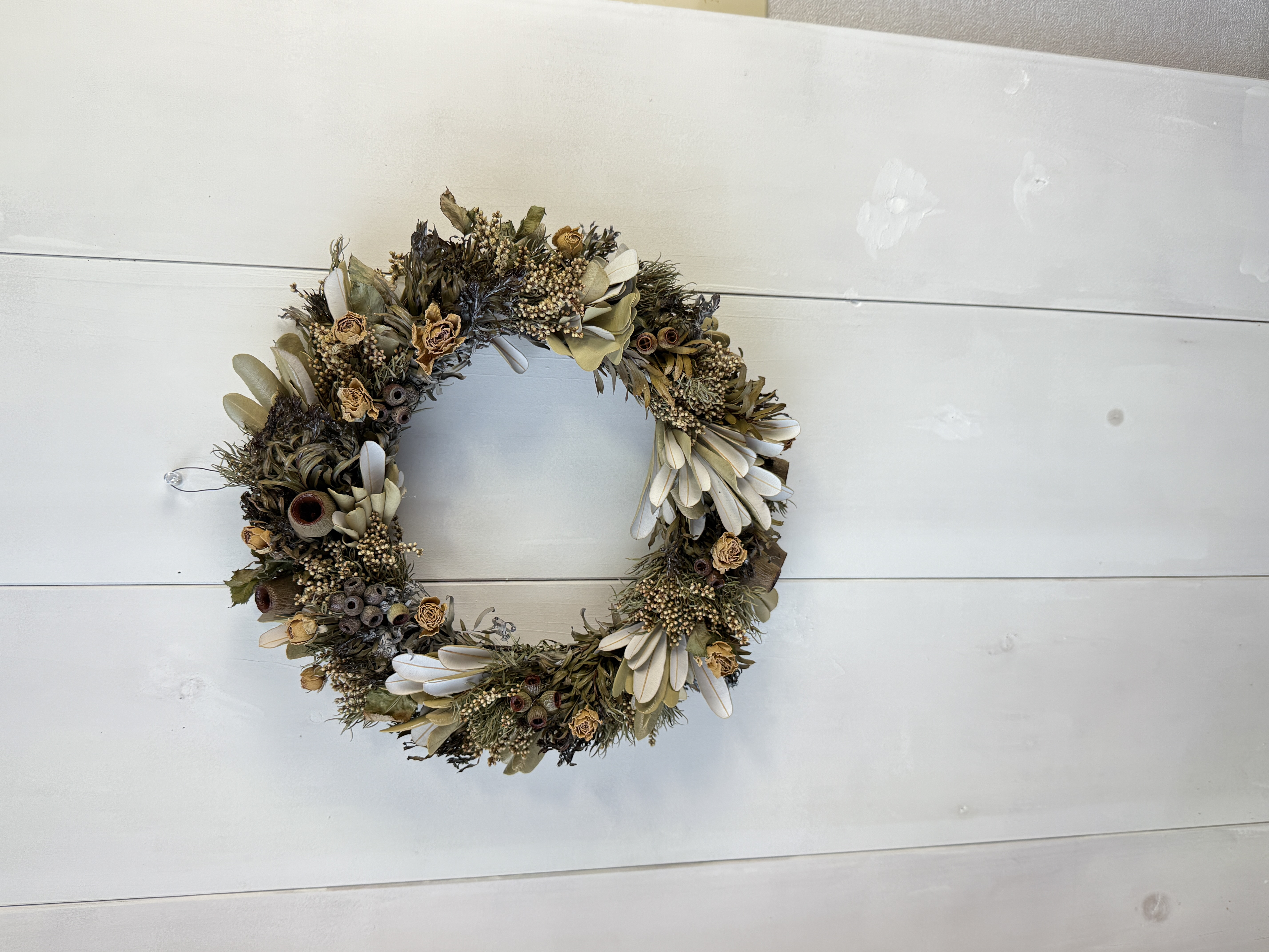 ワイルドフラワーのドライフラワーリース　直径330mm  一点もの　No.5