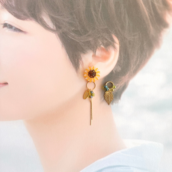 《2way》ひまわり＊イヤリング/ピアス 12枚目の画像