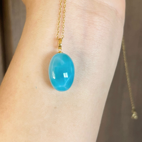 18K 天然石 ラリマー　ペンダント　最高品質 天然無処理 ラリマー ペンダントトップ k18 No788 ネックレス