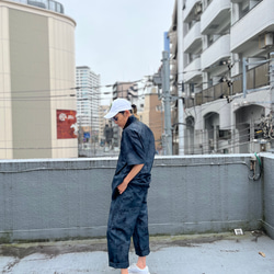 夜半の山郷アロハ& 月明かりの塔パンツ セットアップ 紬アロハ＆イージーパンツ　セットアップ　着物リユース　着物リメイク 6枚目の画像