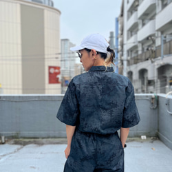 夜半の山郷アロハ& 月明かりの塔パンツ セットアップ 紬アロハ＆イージーパンツ　セットアップ　着物リユース　着物リメイク 7枚目の画像