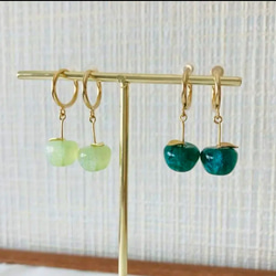 【ピアス・イヤリング】選べる青りんごアクセサリー水色グリッター光るライラックりんご　金属アレルギー対応 14枚目の画像