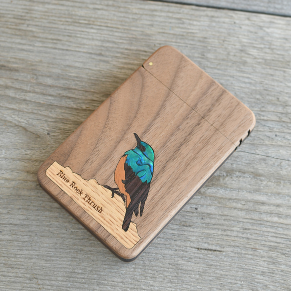 木製名片夾，藍岩畫眉 第3張的照片