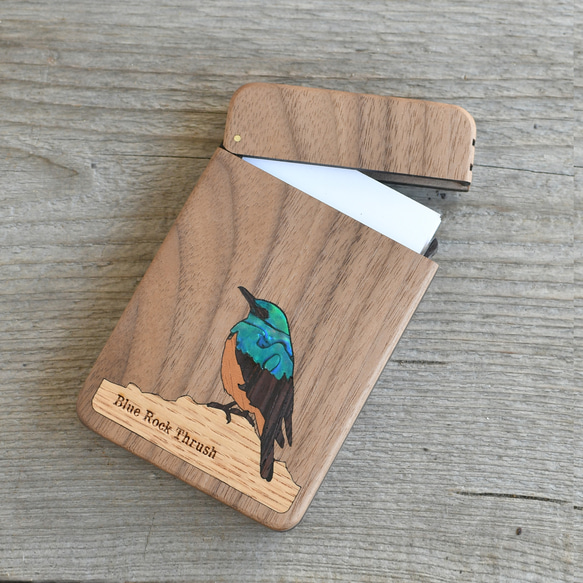 木製名片夾，藍岩畫眉 第2張的照片