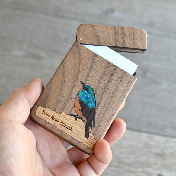 木製名片夾，藍岩畫眉 第1張的照片