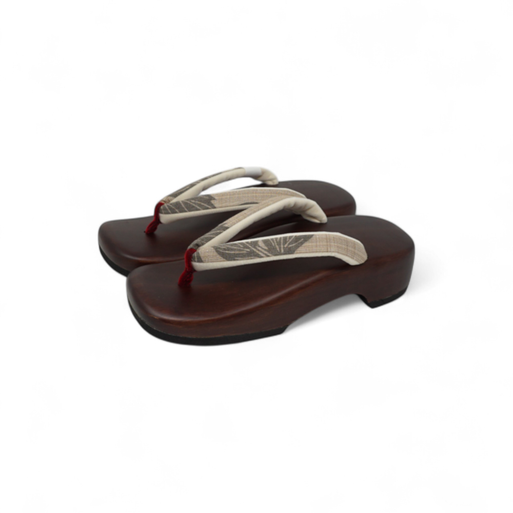 男性下駄 丸右近 赤茶 松煙染鼻緒 サイズ：L